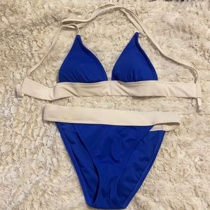 Xhilaration Swimsuit, Small, blue & white